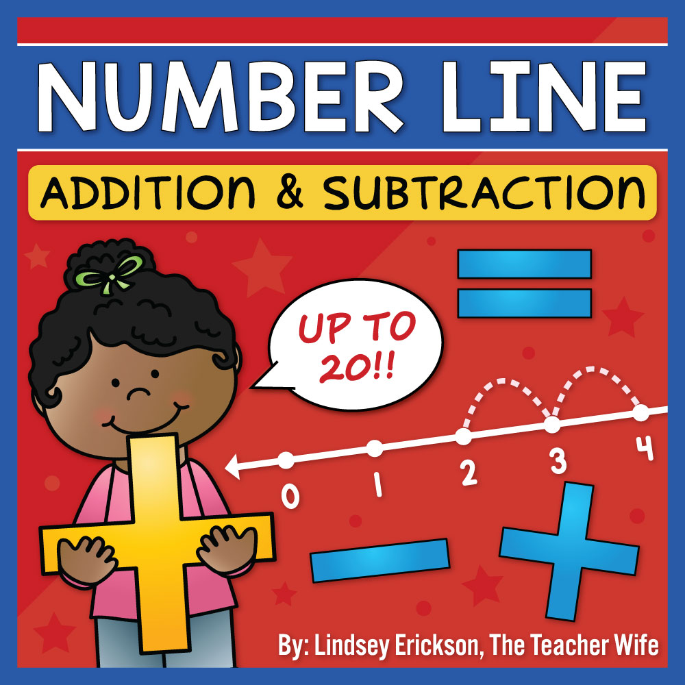 Number line activities for teaching addition and subtraction in K–3 with hands-on math printables