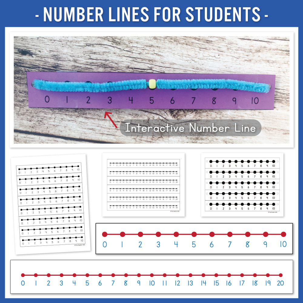 Number line activities for teaching addition and subtraction in K–3 with hands-on math printables