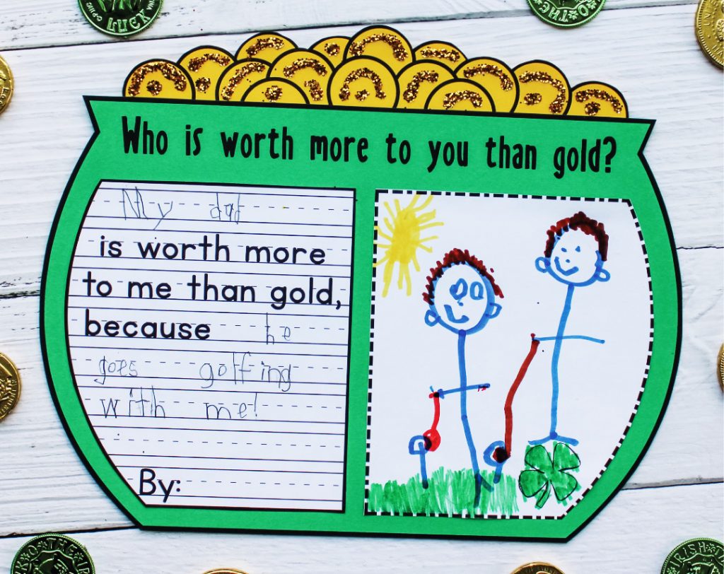 St. Patrick’s Day writing activity bulletin board student example