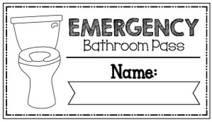 Emergency classroom bathroom pass system printable