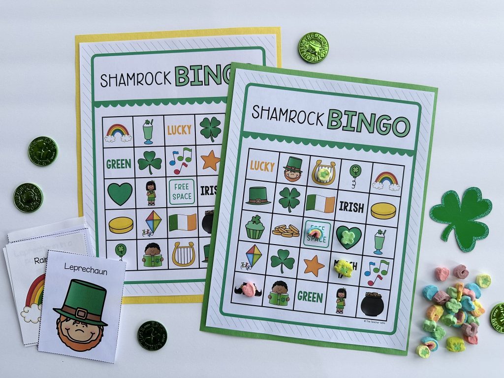 St. Patrick's Day Bingo for Kids printable Shamrock Bingo classroom game